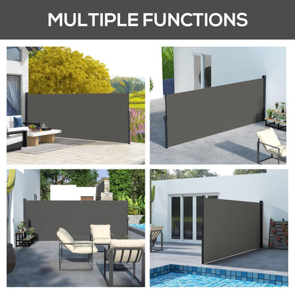 Retractable Outdoor Privacy Screen Awning with UV30+ Protection - Dark Grey