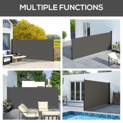 Retractable Outdoor Privacy Side Awning with UV30+ Polyester 400x180 cm - Dark Grey