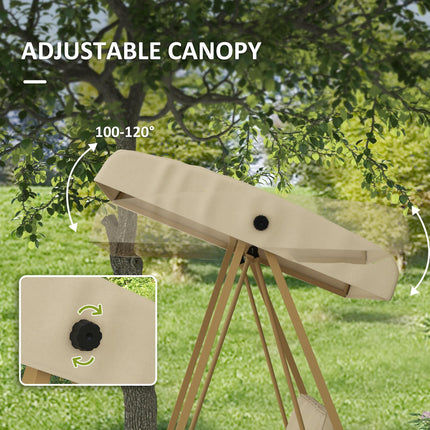 3 Seater Garden Swing Chair with Adjustable Canopy and Removable Cushions - Beige