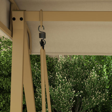 3 Seater Garden Swing Chair with Adjustable Canopy and Removable Cushions - Beige