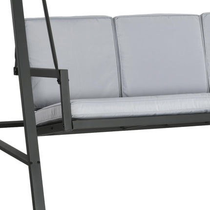 3 Seater Garden Swing Chair with Adjustable Canopy and Removable Cushions - Grey