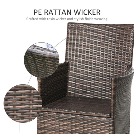 4 Piece Cushioned Rattan Chair Set With Metal Frame - Brown