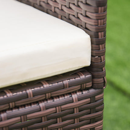 4 Piece Cushioned Rattan Chair Set With Metal Frame - Brown