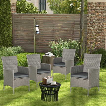 4 Piece Cushioned Rattan Patio Sofa Set with Metal Frame - Brown