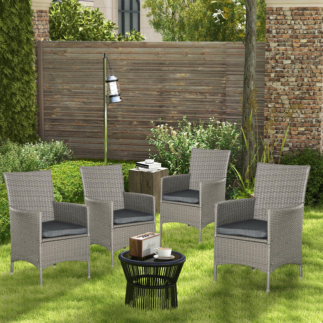 4 Piece Cushioned Rattan Patio Sofa Set with Metal Frame - Brown
