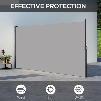 Retractable Side Awning 400x180cm Outdoor Privacy Screen for Garden, Balcony, Hot Tub - Light Grey