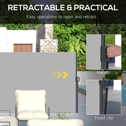Retractable Side Awning 400x180cm Outdoor Privacy Screen for Garden, Balcony, Hot Tub - Light Grey