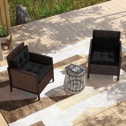 4-Piece Patio Chair Seat and Back Cushion Set - Black