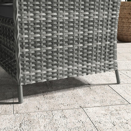 6 Piece 4 Seater Outdoor Rattan Garden Dining Set with Umbrella & Cushions - Mixed Grey