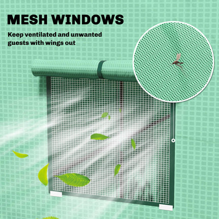 Walk-In Lean-To Greenhouse with Reinforced PE Cover 196x77x197cm - Green