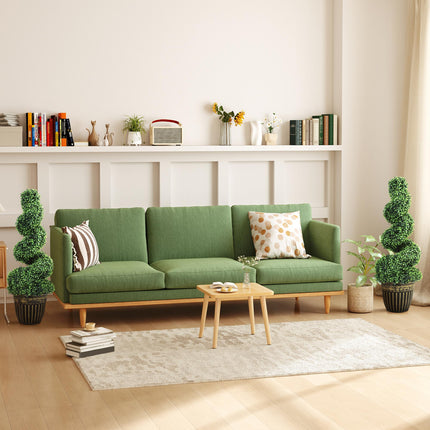 Set of 2 Artificial 90cm Spiral Boxwood Plants with Cement Pots - Green