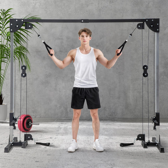 Multi Home Gyms with Cable Pulley System, Cable Crossover Machine with 4 Handles