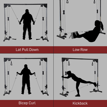 Multi Home Gyms with Cable Pulley System, Cable Crossover Machine with 4 Handles