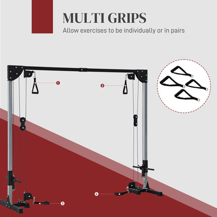 Multi Home Gyms with Cable Pulley System, Cable Crossover Machine with 4 Handles