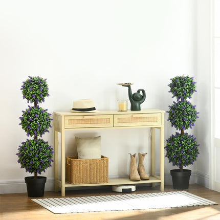 Set of 2 Artificial Lavender Flower Ball Trees with Pots 110cm - Green