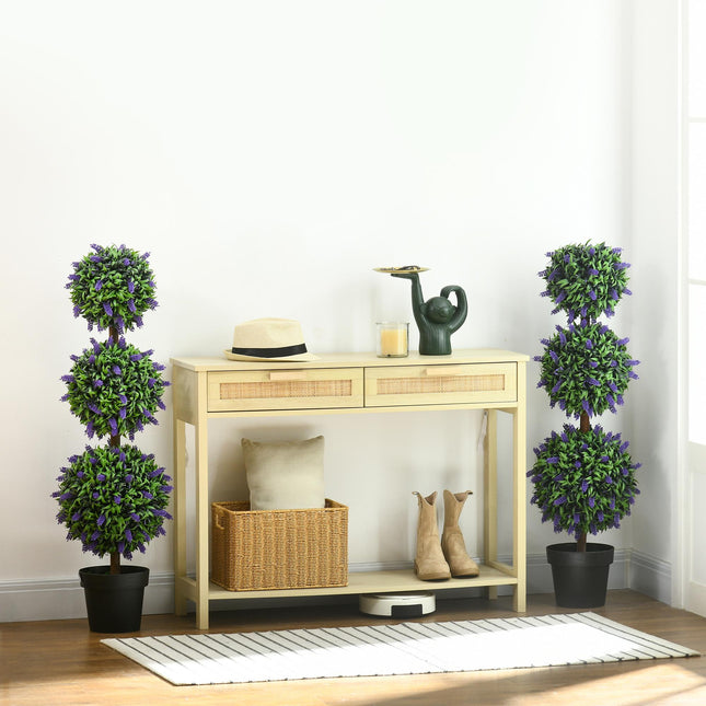 Set of 2 Artificial Lavender Flower Ball Trees with Pots 110cm - Green