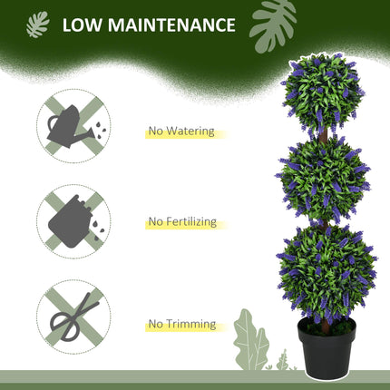 Set of 2 Artificial Lavender Flower Ball Trees with Pots 110cm - Green