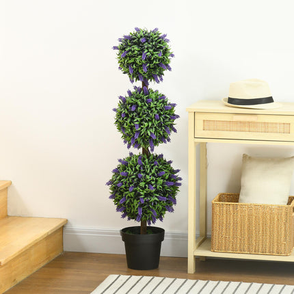 Set of 2 Artificial Lavender Flower Ball Trees with Pots 110cm - Green