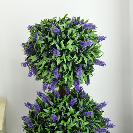 Set of 2 Artificial Lavender Flower Ball Trees with Pots 110cm - Green