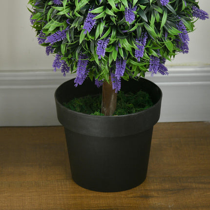 Set of 2 Artificial Lavender Flower Ball Trees with Pots 110cm - Green