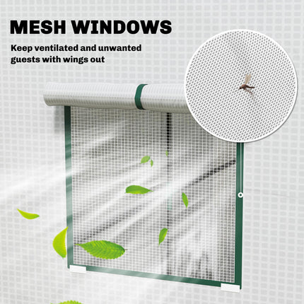 Walk-In Lean-To Greenhouse with Reinforced PE Cover - White