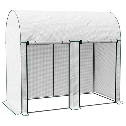 200 x 100cm Walk-In Greenhouse with Zipped Doors - White
