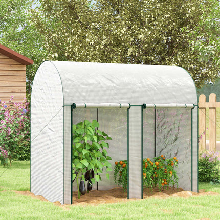 200 x 100cm Walk-In Greenhouse with Zipped Doors - White