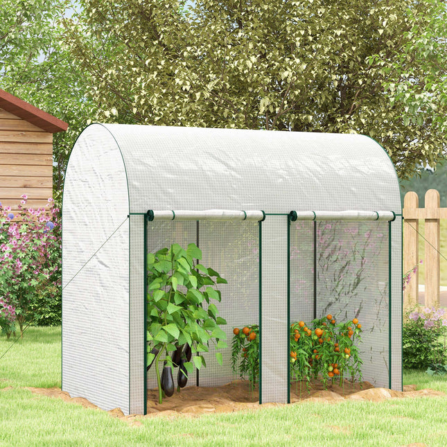 200 x 100cm Walk-In Greenhouse with Zipped Doors - White