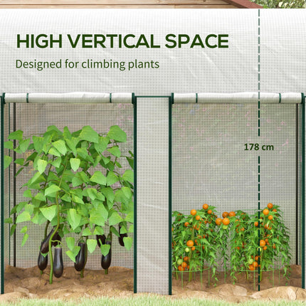 200 x 100cm Walk-In Greenhouse with Zipped Doors - White