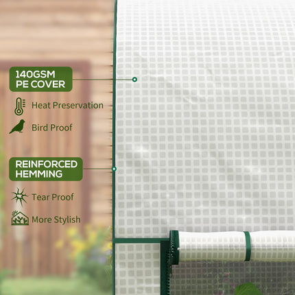 200 x 100cm Walk-In Greenhouse with Zipped Doors - White