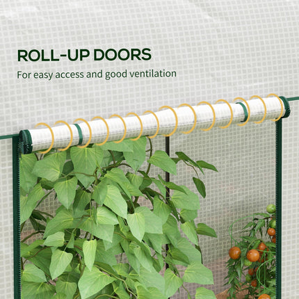 200 x 100cm Walk-In Greenhouse with Zipped Doors - White