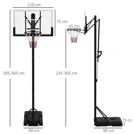 Six-Level Height Adjustable Freestanding Basketball Hoop and Stand with Wheels,