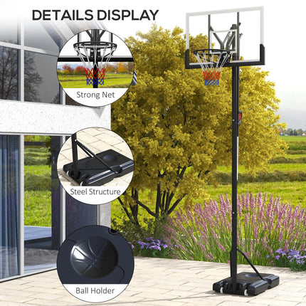 Six-Level Height Adjustable Freestanding Basketball Hoop and Stand with Wheels,