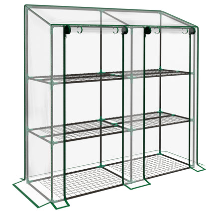 3 Tier Mini Greenhouse with Reinforced Cover and Wire Shelves - Clear
