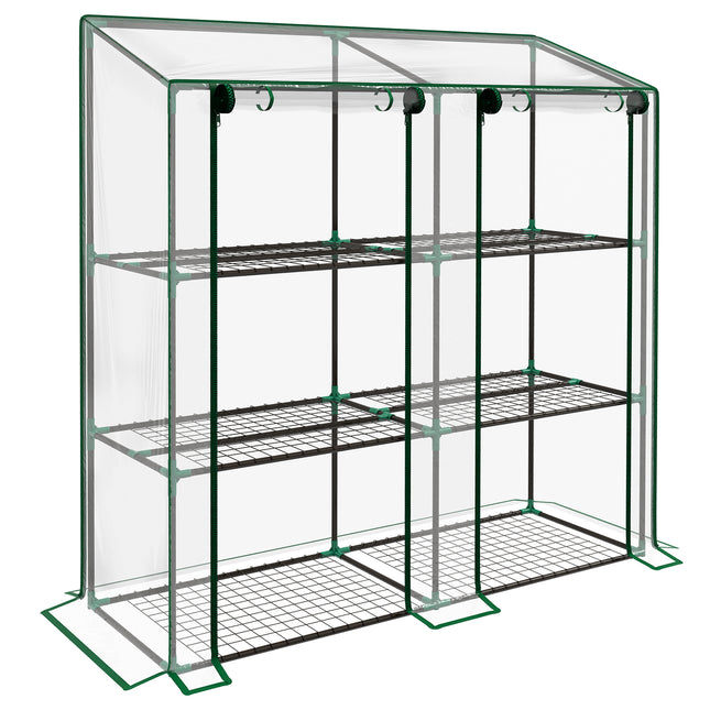 3 Tier Mini Greenhouse with Reinforced Cover and Wire Shelves - Clear