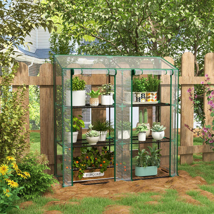 3 Tier Mini Greenhouse with Reinforced Cover and Wire Shelves - Clear