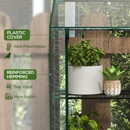 3 Tier Mini Greenhouse with Reinforced Cover and Wire Shelves - Clear