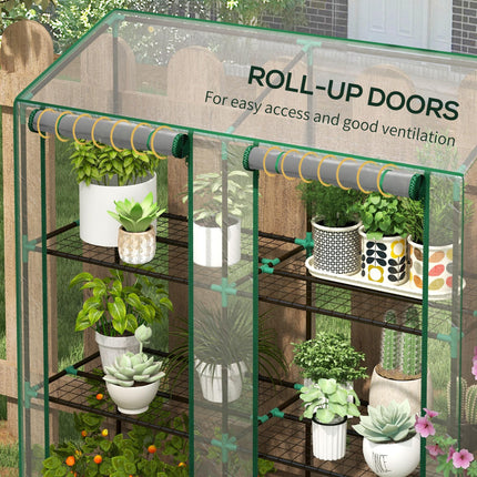 3 Tier Mini Greenhouse with Reinforced Cover and Wire Shelves - Clear