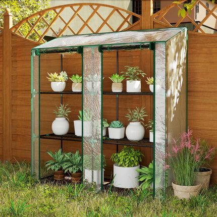 3 Tier Mini Greenhouse with Reinforced Cover and Wire Shelves - Clear