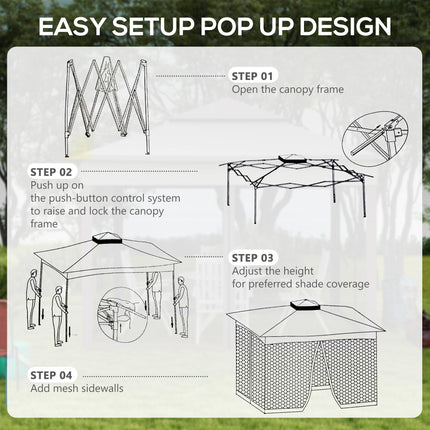 3 x 3 Metre Pop Up Gazebo with Double Roof and Netting - Light Grey