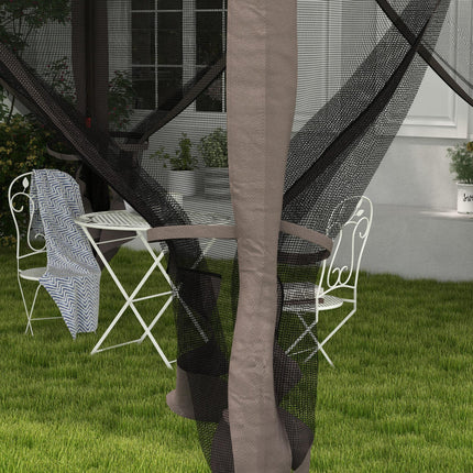 3 x 3 Metre Pop Up Gazebo with Double Roof and Netting - Light Grey