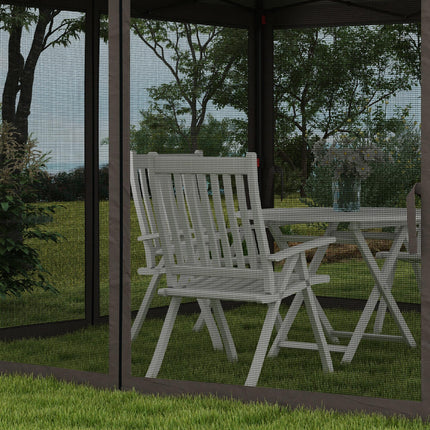 3 x 3 Metre Pop Up Gazebo with Double Roof and Netting - Light Grey