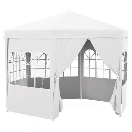 4 Metre Waterproof Party Tent Gazebo with 6 Removable Side Walls - White