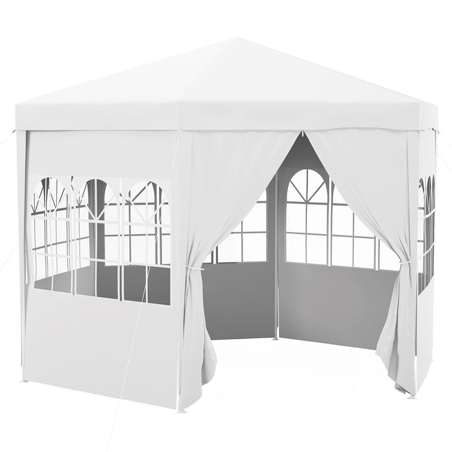 4 Metre Waterproof Party Tent Gazebo with 6 Removable Side Walls - White