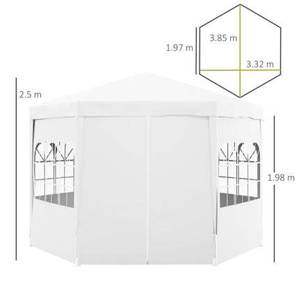 4 Metre Waterproof Party Tent Gazebo with 6 Removable Side Walls - White