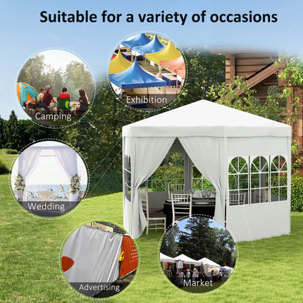 4 Metre Waterproof Party Tent Gazebo with 6 Removable Side Walls - White