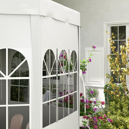 4 Metre Waterproof Party Tent Gazebo with 6 Removable Side Walls - White