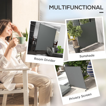 Outdoor Privacy Screen 183 x 181cm with Wheels - Dark Grey
