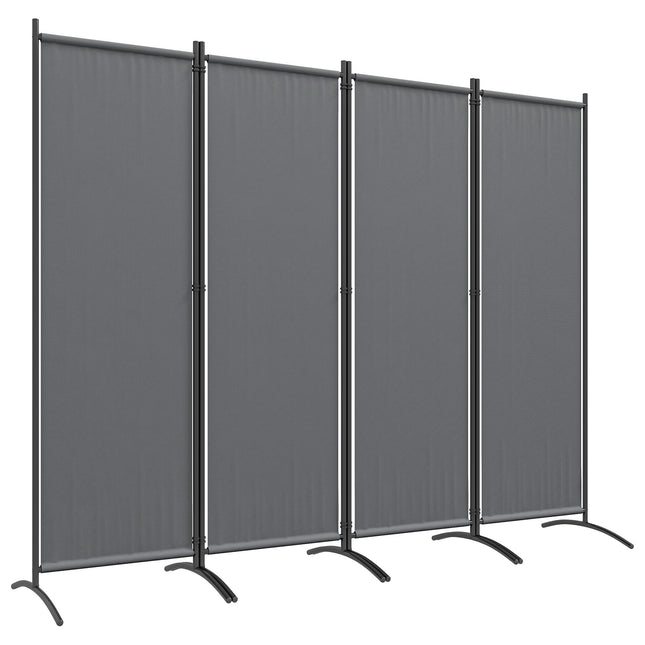 4 Panel Folding Garden Privacy Divider Screen with Wide Feet - Dark Grey