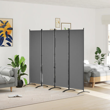 4 Panel Folding Garden Privacy Divider Screen with Wide Feet - Dark Grey